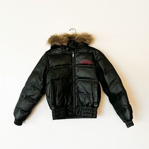 ECKORED Faux Fur Leather Jacket